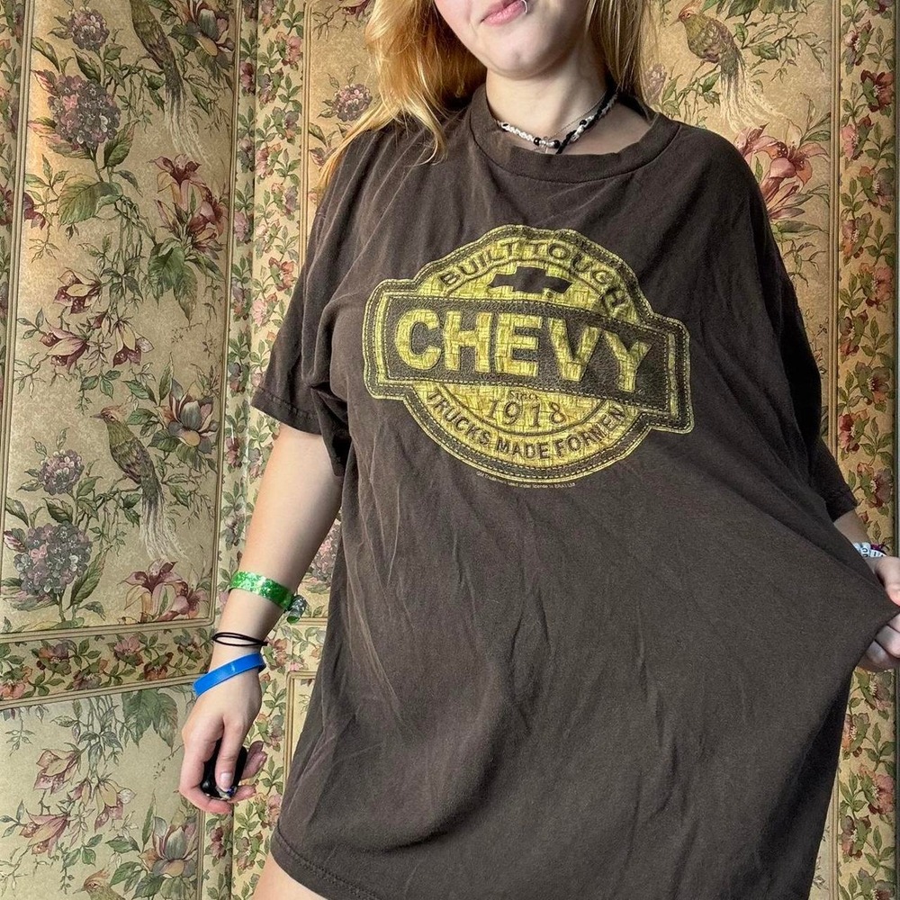 Chevy‎ Built Tough Brown Graphic T-Shirt Mens Large Truck Made For Men Tee